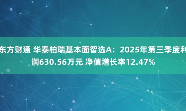 东方财通 华泰柏瑞基本面智选A：2025年第三季度利润630.56万元 净值增长率12.47%