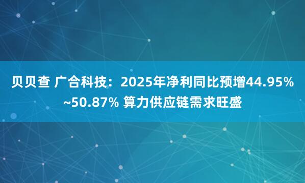 贝贝查 广合科技：2025年净利同比预增44.95%~50.87% 算力供应链需求旺盛